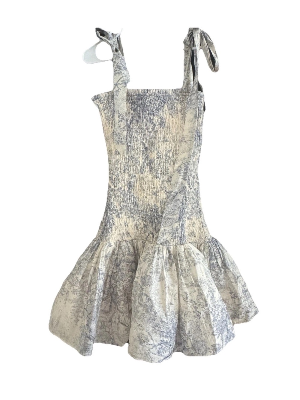 MABLE Blue /white Ivory Smocked Mini Dress size M Sundress